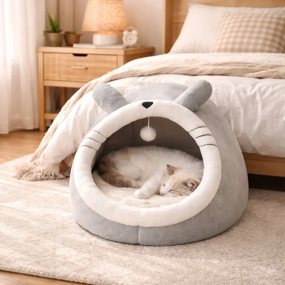 Pet Tent Cave Bed for Cats Small Dogs Self-Warming Cat Tent Bed Cat Hut Medium